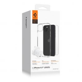 Accessory bundle for iPhone 15 6.1-inch (Clear case+ Glass Screen protector + 27W type C wall charger)