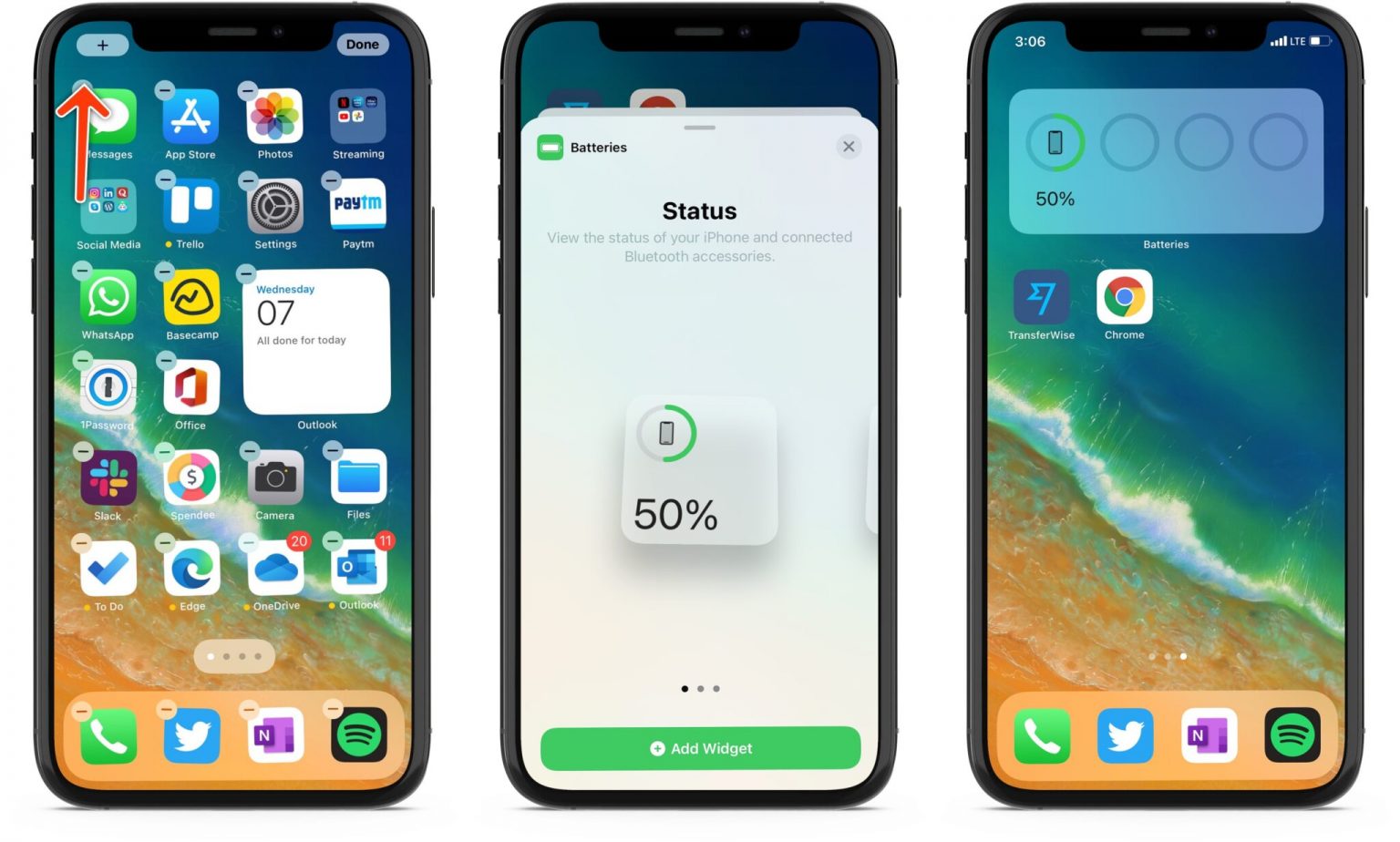How to show battery percentage on the iPhone?