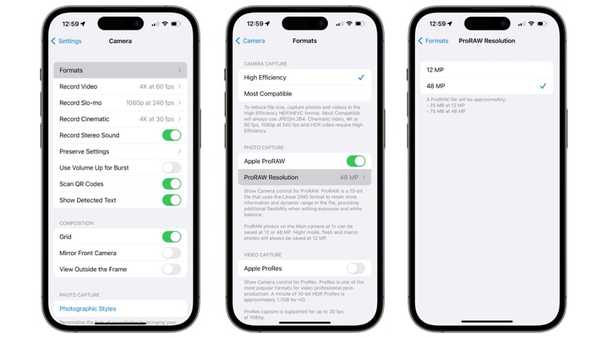 How to take 48 Megapixels pictures on iPhone 14 Pro?